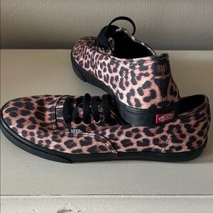 Vans Pink and Black Leopard Sneakers